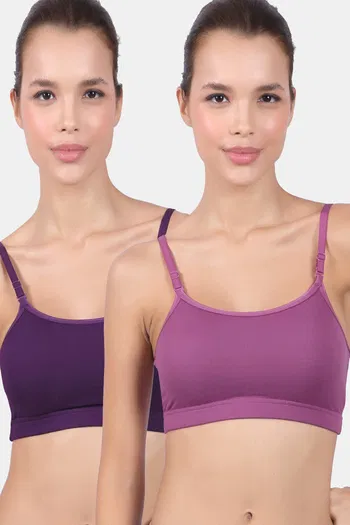 Buy Lady Lyka Cotton Lycra Sports Bra (Pack of 2) - Multicolor
